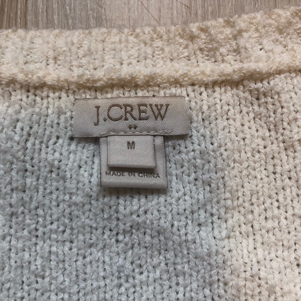 J. Crew Cotton White Cream Cable Knit Crewneck Sweater - Picture 5 of 8